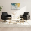 image:imageVINGLI Modern PU Leather Accent Chair Single Sofa Chair with Pocket Coil Seat Metal Backrest amp Solid Wood Frame Upholstered Armchair for Living Room Bedroom or OfficeBlack
