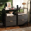 image:imageVINGLI Night Stand with Charging Station amp Led Light 19 W Fluted Nightstand Round Edge Wood Nightstand Mid Century Modern End Table Bed Side Table for Bedroom Living Room Gray OakBlack