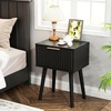 image:imageVINGLI Night Stand with Charging Station amp Led Light 19 W Fluted Nightstand Round Edge Wood Nightstand Mid Century Modern End Table Bed Side Table for Bedroom Living Room Gray OakBlack