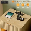 image:imageVINGLI Night Stand with Charging Station amp Led Light 19 W Fluted Nightstand Round Edge Wood Nightstand Mid Century Modern End Table Bed Side Table for Bedroom Living Room Gray OakOak