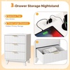 image:imageVINGLI Night Stand with Charging Station amp Led Light 19 W Fluted Nightstand Round Edge Wood Nightstand Mid Century Modern End Table Bed Side Table for Bedroom Living Room Gray OakWhite
