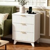 image:imageVINGLI Night Stand with Charging Station amp Led Light 19 W Fluted Nightstand Round Edge Wood Nightstand Mid Century Modern End Table Bed Side Table for Bedroom Living Room Gray OakWhite
