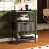 image:imageVINGLI Night Stand with Charging Station amp Led Light 19 W Fluted Nightstand Round Edge Wood Nightstand Mid Century Modern End Table Bed Side Table for Bedroom Living Room Gray OakGrey