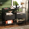 image:imageVINGLI Night Stand with Charging Station amp Led Light 19 W Fluted Nightstand Round Edge Wood Nightstand Mid Century Modern End Table Bed Side Table for Bedroom Living Room Gray OakBlack