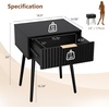 image:imageVINGLI Night Stand with Charging Station amp Led Light 19 W Fluted Nightstand Round Edge Wood Nightstand Mid Century Modern End Table Bed Side Table for Bedroom Living Room Gray OakBlack