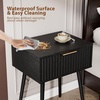 image:imageVINGLI Night Stand with Charging Station amp Led Light 19 W Fluted Nightstand Round Edge Wood Nightstand Mid Century Modern End Table Bed Side Table for Bedroom Living Room Gray OakBlack