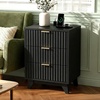 image:imageVINGLI Night Stand with Charging Station amp Led Light 19 W Fluted Nightstand Round Edge Wood Nightstand Mid Century Modern End Table Bed Side Table for Bedroom Living Room Gray OakBlack