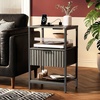 image:imageVINGLI Night Stand with Charging Station amp Led Light 19 W Fluted Nightstand Round Edge Wood Nightstand Mid Century Modern End Table Bed Side Table for Bedroom Living Room Gray OakGrey