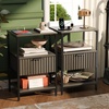 image:imageVINGLI Night Stand with Charging Station amp Led Light 19 W Fluted Nightstand Round Edge Wood Nightstand Mid Century Modern End Table Bed Side Table for Bedroom Living Room Gray OakGrey