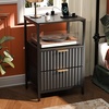 image:imageVINGLI Night Stand with Charging Station amp Led Light 19 W Fluted Nightstand Round Edge Wood Nightstand Mid Century Modern End Table Bed Side Table for Bedroom Living Room Gray OakBlack
