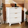 image:imageVINGLI Night Stand with Charging Station amp Led Light 19 W Fluted Nightstand Round Edge Wood Nightstand Mid Century Modern End Table Bed Side Table for Bedroom Living Room Gray OakWhite