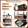 image:imageVINGLI Night Stand with Charging Station amp Led Light 19 W Fluted Nightstand Round Edge Wood Nightstand Mid Century Modern End Table Bed Side Table for Bedroom Living Room Gray OakWalnut