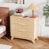 image:imageVINGLI Night Stand with Charging Station amp Led Light 19 W Fluted Nightstand Round Edge Wood Nightstand Mid Century Modern End Table Bed Side Table for Bedroom Living Room Gray OakOak