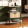 image:imageVINGLI Night Stand with Charging Station amp Led Light 19 W Fluted Nightstand Round Edge Wood Nightstand Mid Century Modern End Table Bed Side Table for Bedroom Living Room Gray OakOak