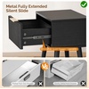 image:imageVINGLI Night Stand with Charging Station amp Led Light 19 W Fluted Nightstand Round Edge Wood Nightstand Mid Century Modern End Table Bed Side Table for Bedroom Living Room Gray OakBlack