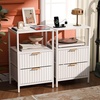 image:imageVINGLI Night Stand with Charging Station amp Led Light 19 W Fluted Nightstand Round Edge Wood Nightstand Mid Century Modern End Table Bed Side Table for Bedroom Living Room Gray OakWhite