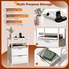 image:imageVINGLI Night Stand with Charging Station amp Led Light 19 W Fluted Nightstand Round Edge Wood Nightstand Mid Century Modern End Table Bed Side Table for Bedroom Living Room Gray OakWhite