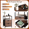 image:imageVINGLI Night Stand with Charging Station amp Led Light 19 W Fluted Nightstand Round Edge Wood Nightstand Mid Century Modern End Table Bed Side Table for Bedroom Living Room Gray OakWalnut