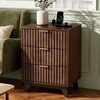 image:imageVINGLI Night Stand with Charging Station amp Led Light 19 W Fluted Nightstand Round Edge Wood Nightstand Mid Century Modern End Table Bed Side Table for Bedroom Living Room Gray OakWalnut