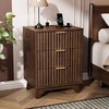 image:imageVINGLI Night Stand with Charging Station amp Led Light 19 W Fluted Nightstand Round Edge Wood Nightstand Mid Century Modern End Table Bed Side Table for Bedroom Living Room Gray OakWalnut