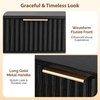 image:imageVINGLI Night Stand with Charging Station amp Led Light 19 W Fluted Nightstand Round Edge Wood Nightstand Mid Century Modern End Table Bed Side Table for Bedroom Living Room Gray OakBlack