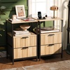 image:imageVINGLI Night Stand with Charging Station amp Led Light 19 W Fluted Nightstand Round Edge Wood Nightstand Mid Century Modern End Table Bed Side Table for Bedroom Living Room Gray OakOak