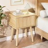 image:imageVINGLI Night Stand with Charging Station amp Led Light 19 W Fluted Nightstand Round Edge Wood Nightstand Mid Century Modern End Table Bed Side Table for Bedroom Living Room Gray OakOak