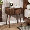 image:imageVINGLI Night Stand with Charging Station amp Led Light 19 W Fluted Nightstand Round Edge Wood Nightstand Mid Century Modern End Table Bed Side Table for Bedroom Living Room Gray OakWalnut