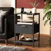 image:imageVINGLI Night Stand with Charging Station amp Led Light 19 W Fluted Nightstand Round Edge Wood Nightstand Mid Century Modern End Table Bed Side Table for Bedroom Living Room Gray OakBlack