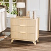 image:imageVINGLI Night Stand with Charging Station amp Led Light 19 W Fluted Nightstand Round Edge Wood Nightstand Mid Century Modern End Table Bed Side Table for Bedroom Living Room Gray OakOak