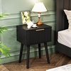 image:imageVINGLI Night Stand with Charging Station amp Led Light 19 W Fluted Nightstand Round Edge Wood Nightstand Mid Century Modern End Table Bed Side Table for Bedroom Living Room Gray OakBlack
