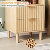 image:imageVINGLI Night Stand with Charging Station amp Led Light 19 W Fluted Nightstand Round Edge Wood Nightstand Mid Century Modern End Table Bed Side Table for Bedroom Living Room Gray OakOak