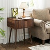 image:imageVINGLI Night Stand with Charging Station amp Led Light 19 W Fluted Nightstand Round Edge Wood Nightstand Mid Century Modern End Table Bed Side Table for Bedroom Living Room Gray OakWalnut