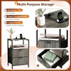 image:imageVINGLI Night Stand with Charging Station amp Led Light 19 W Fluted Nightstand Round Edge Wood Nightstand Mid Century Modern End Table Bed Side Table for Bedroom Living Room Gray OakGrey