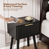 image:imageVINGLI Night Stand with Charging Station amp Led Light 19 W Fluted Nightstand Round Edge Wood Nightstand Mid Century Modern End Table Bed Side Table for Bedroom Living Room Gray OakBlack