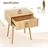 image:imageVINGLI Night Stand with Charging Station amp Led Light 19 W Fluted Nightstand Round Edge Wood Nightstand Mid Century Modern End Table Bed Side Table for Bedroom Living Room Gray OakOak
