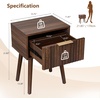 image:imageVINGLI Night Stand with Charging Station amp Led Light 19 W Fluted Nightstand Round Edge Wood Nightstand Mid Century Modern End Table Bed Side Table for Bedroom Living Room Gray OakWalnut