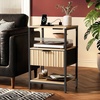 image:imageVINGLI Night Stand with Charging Station amp Led Light 19 W Fluted Nightstand Round Edge Wood Nightstand Mid Century Modern End Table Bed Side Table for Bedroom Living Room Gray OakOak