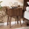 image:imageVINGLI Night Stand with Charging Station amp Led Light 19 W Fluted Nightstand Round Edge Wood Nightstand Mid Century Modern End Table Bed Side Table for Bedroom Living Room Gray OakWalnut