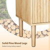 image:imageVINGLI Night Stand with Charging Station amp Led Light 19 W Fluted Nightstand Round Edge Wood Nightstand Mid Century Modern End Table Bed Side Table for Bedroom Living Room Gray OakOak