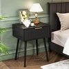 image:imageVINGLI Night Stand with Charging Station amp Led Light 19 W Fluted Nightstand Round Edge Wood Nightstand Mid Century Modern End Table Bed Side Table for Bedroom Living Room Gray OakBlack