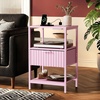 image:imageVINGLI Night Stand with Charging Station amp Led Light 19 W Fluted Nightstand Round Edge Wood Nightstand Mid Century Modern End Table Bed Side Table for Bedroom Living Room Gray OakPink