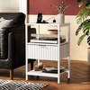 image:imageVINGLI Night Stand with Charging Station amp Led Light 19 W Fluted Nightstand Round Edge Wood Nightstand Mid Century Modern End Table Bed Side Table for Bedroom Living Room Gray OakWhite