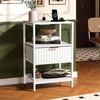 image:imageVINGLI Night Stand with Charging Station amp Led Light 19 W Fluted Nightstand Round Edge Wood Nightstand Mid Century Modern End Table Bed Side Table for Bedroom Living Room Gray OakWhite