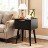 image:imageVINGLI Night Stand with Charging Station amp Led Light 19 W Fluted Nightstand Round Edge Wood Nightstand Mid Century Modern End Table Bed Side Table for Bedroom Living Room Gray OakBlack
