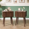 image:imageVINGLI Night Stand with Charging Station amp Led Light 19 W Fluted Nightstand Round Edge Wood Nightstand Mid Century Modern End Table Bed Side Table for Bedroom Living Room Gray OakWalnut