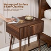 image:imageVINGLI Night Stand with Charging Station amp Led Light 19 W Fluted Nightstand Round Edge Wood Nightstand Mid Century Modern End Table Bed Side Table for Bedroom Living Room Gray OakWalnut