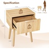 image:imageVINGLI Night Stand with Charging Station amp Led Light 19 W Fluted Nightstand Round Edge Wood Nightstand Mid Century Modern End Table Bed Side Table for Bedroom Living Room Gray OakOak