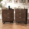 image:imageVINGLI Night Stand with Charging Station amp Led Light 19 W Fluted Nightstand Round Edge Wood Nightstand Mid Century Modern End Table Bed Side Table for Bedroom Living Room Gray OakWalnut