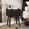 image:imageVINGLI Night Stand with Charging Station amp Led Light 19 W Fluted Nightstand Round Edge Wood Nightstand Mid Century Modern End Table Bed Side Table for Bedroom Living Room Gray OakBlack